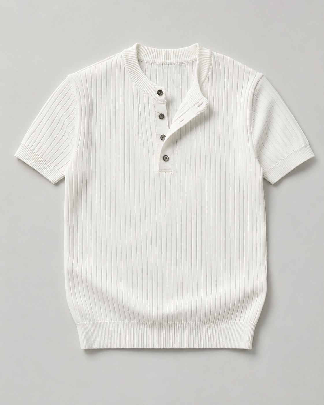 Ribbed Knit Henley Shirt