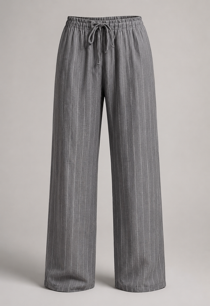Relaxed Pinstripe Wide-Leg Trousers