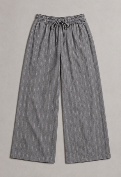 Relaxed Pinstripe Wide-Leg Trousers