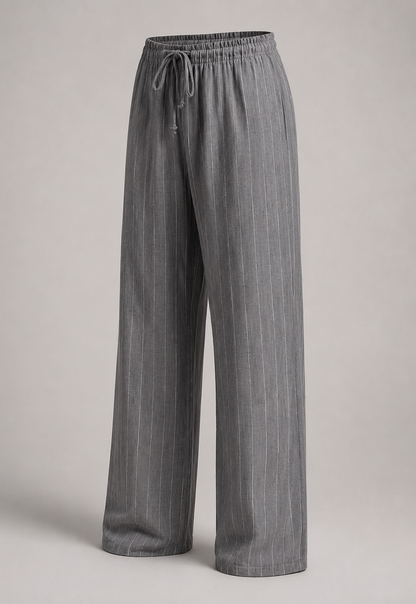 Relaxed Pinstripe Wide-Leg Trousers