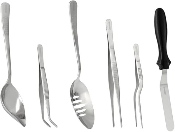 Restaurantware Met Lux Plating Tools 1 Durable Chef Garnish Tool Set - 6-Piece Set Ergonomic Grooved Handle Stainless Steel Food Styling Tools Included In A 6-Compartment Roll Pouch - Image 4