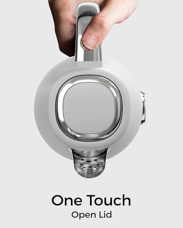 Electric Kettle Quick Heating, Hot Tea Water Boiler with Thermometer 1.7L Stainless Steel Cordless LED Indicator 1500W, Auto Shut-Off & Boil Dry Protection, Easy to Clean, White - Image 3