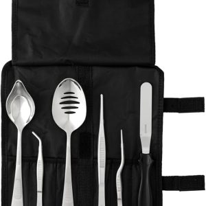 Restaurantware Met Lux Plating Tools 1 Durable Chef Garnish Tool Set - 6-Piece Set Ergonomic Grooved Handle Stainless Steel Food Styling Tools Included In A 6-Compartment Roll Pouch