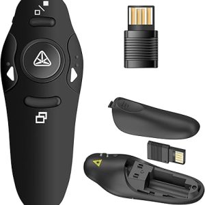 Presentation Clicker Wireless Presenter Remote USB Control Powerpoint PPT Clicker, Laser Pointer RF 2.4GHz Presenter Remote Google Slide Advancer Powerpoint Clicker for Computer/Laptop/Mac/Keynote