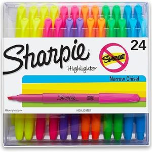 Sharpie Pocket Highlighters, Chisel Tip Highlighter Marker Set, Office Supplies And Classroom Supplies, Assorted Colors, 24 Count