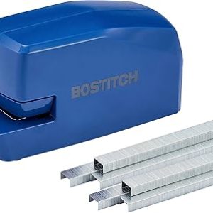 Bostitch Office Portable Electric Stapler, 20 Sheets, AC or Battery Powered, Includes 1250 Staples, Blue